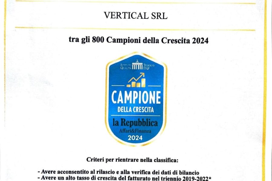 Vertical sgr: “Campione della Crescita 2024”